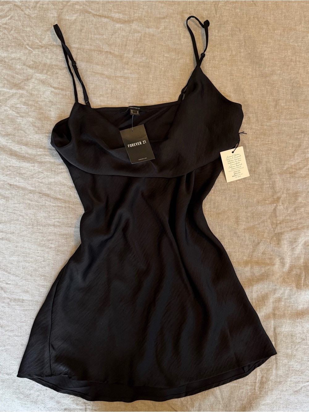 Forever 21 Black Satin Slip Dress